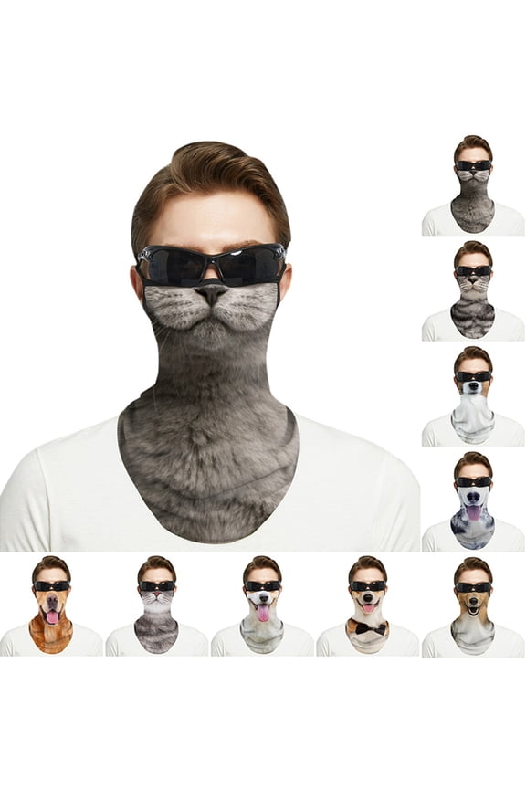 Cute Bandana Face Mask, 3D Animal Neck Gaiter Face Mask Scarf with Ear-Hanging for Ski Hiking Riding Sports Outdoor