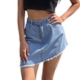 thumbnail image 1 of Shadoumai Denim Flared Skort for Toddler Girls Playful Pleated Mini Jean Skirt with Built-In Shorts, 1 of 8