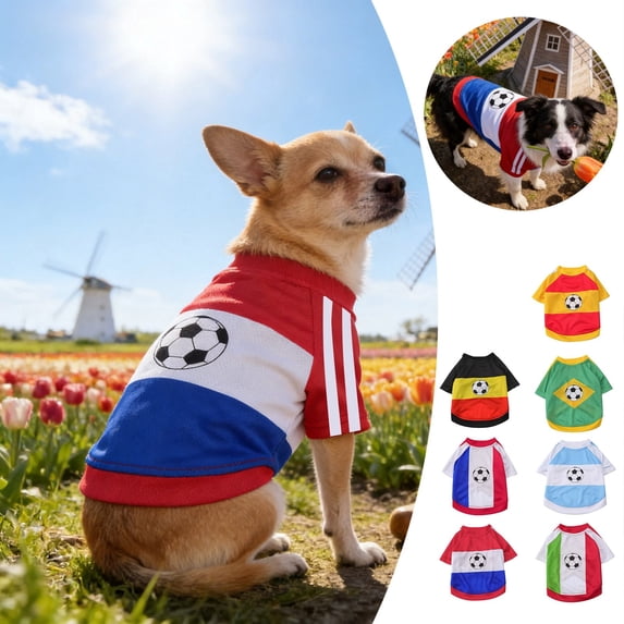 Shadoumai Dog Football T Shirt Pets Football Sports Soccer Team Vest Cat Summer Cool Clothes Apparel Large