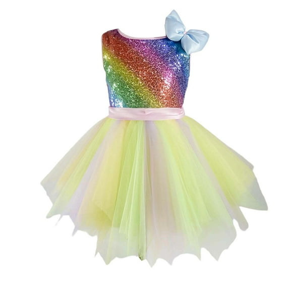 Shadoumai Dress for Girls Sleeveless Stage Performance Dress For Girls Round Neck Playful Party Gown Beginner Dance Recital Outfit