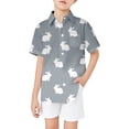 thumbnail image 1 of Shadoumai Easter Bunny Print Boys Short Sleeve Button Down Shirt With Stand Collar And Chest Pocket For Holiday, 1 of 4