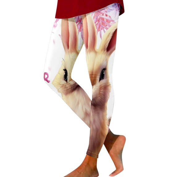 Shadoumai Easter Day Graphic Soft Leggings for Women High Waist Bunny Rabbits Tights Floral Tights Tummy Control Gym Sexy