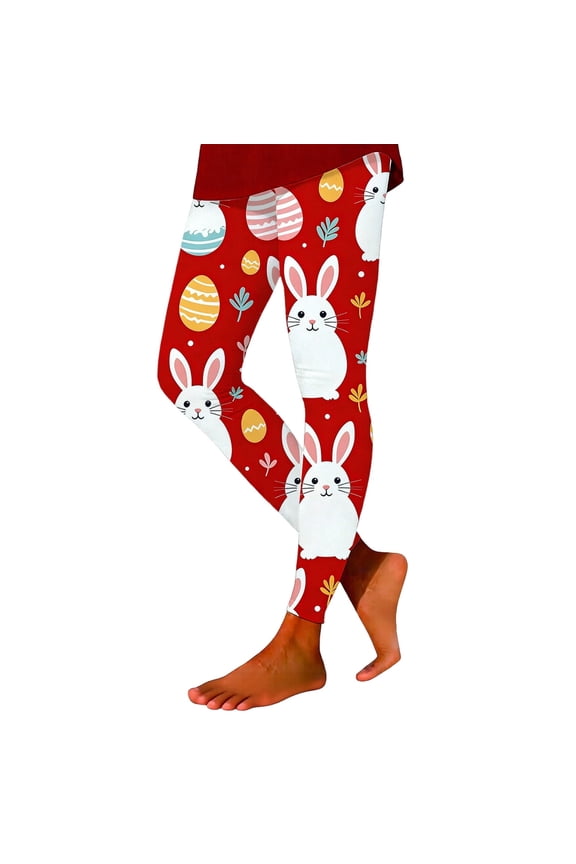 Easter Day Leggings for Women,Egg High Waist Tight Pants Yoga Pants Bottoms, Plus Size Green Leggings Womens White