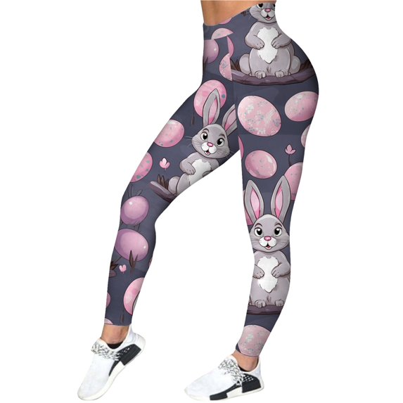 Shadoumai Easter Day Leggings for Women, Plus Size Leggings, Shamrock St Patricks Day Yoga Green Pants Bottoms Womens Blue