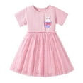 thumbnail image 1 of Shadoumai Easter Dresses Girls Size 8 Easter Day Cartoon Rabbit Flutter Sleeve Cozy Layered Rainbow Tutu Skirt Toddler Girl Spring Dress, 1 of 7