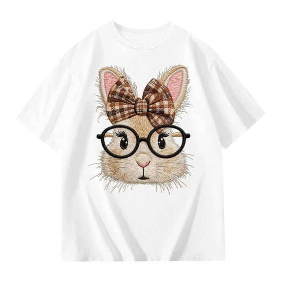 Shadoumai Easter Egg Bunny Graphic Tee For Toddler Kids Holiday Celebration Shirt