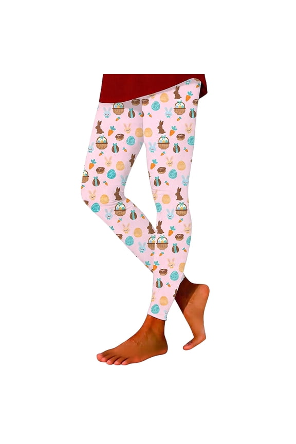 Easter High-Waisted Yoga Pants for Women Cute Rabbit Leggings Long Leggings for Sport Running