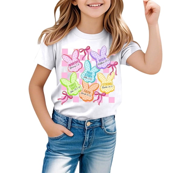 Shadoumai Easter Holiday Graphic Tees For Kids Festival Family Party Outfits With Prints