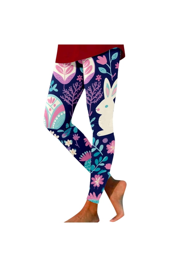 Easter Leggings for Women Funny Cute Easter Eggs Bunny Graphic Print Workout Yoga Pants Ladies Holiday Party Tights