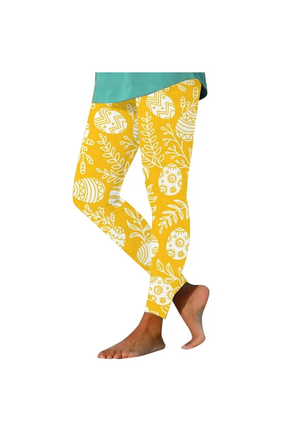Easter Leggings for Women Funny Cute Easter Eggs Bunny Graphic Print Workout Yoga Pants Ladies Holiday Party Tights
