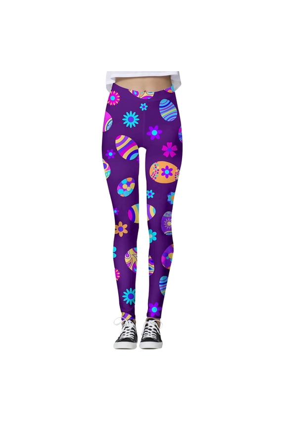Easter Yoga Pants for Women Cute Rabbit Graphic Leggings High Waist Tummy Control Bunny Print Workout Leggings