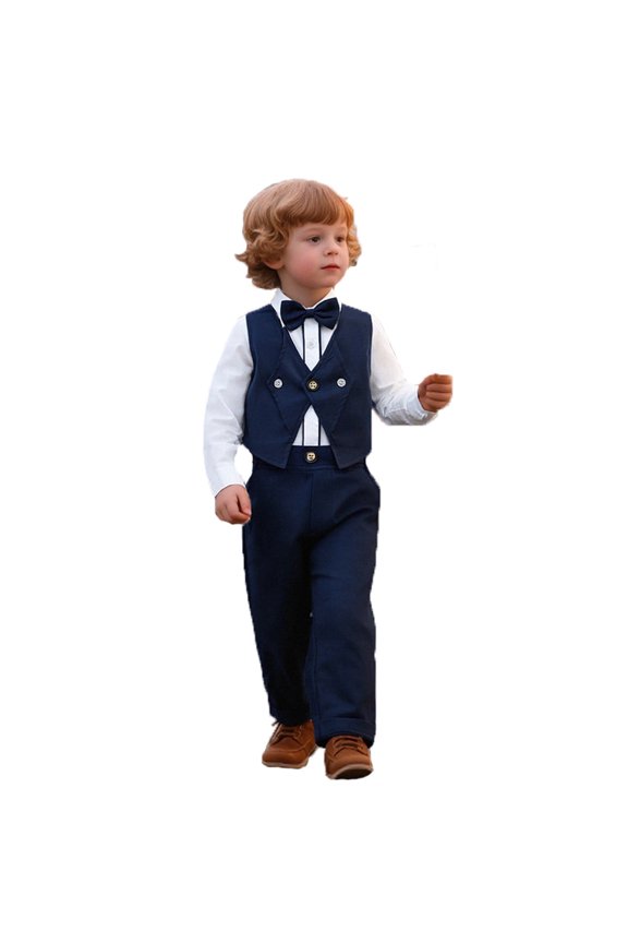 Elegant Boys Formal Vest And Suit Set For Wedding Pageant Piano Recital Birthday Party Evening Performance Childrens Outfit