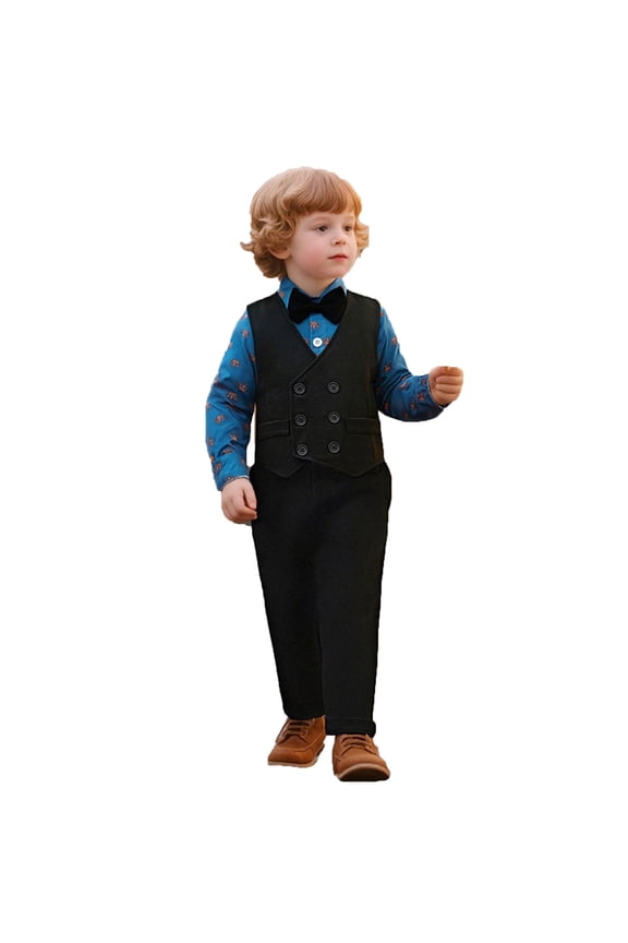 Elegant Boys Formal Vest and Pants Suit Set for and Photography