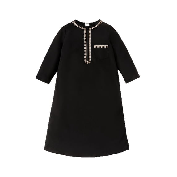 Shadoumai Elegant Embroidered Thobe Robe Traditional Wear For Kids Decorative Lace Design