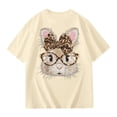 thumbnail image 1 of Shadoumai European and Style Summer Girls Short Sleeve T-Shirt with Adorable Easter Bunny Print Round Neck Tee for Children, 1 of 4