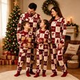 thumbnail image 1 of Shadoumai Family Christmas Pajamas Matching Sets Xmas PJs Holiday Family Sets Sleepwear Pjs Cute Santa Graphic Print Pj Outfits Long Sleeve Tops and Plaid Pant Sets, 1 of 8