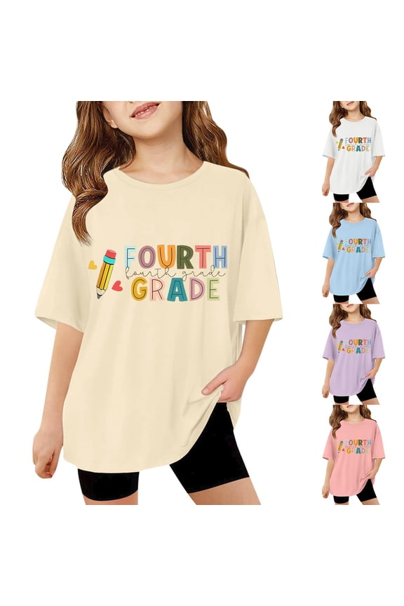 First Day Of School Teen Girl Shirts Trendy Crewneck Short Sleeve T Shirt Top Graphic T-Shirts Comfy Tee Tops T Shirts for Boys and Girls