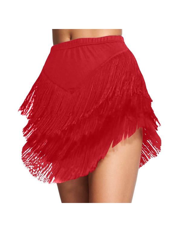 Flowy Bohemian Asymmetrical Hem Skirt with Tassel Fringe Details for Casual and Party Wear