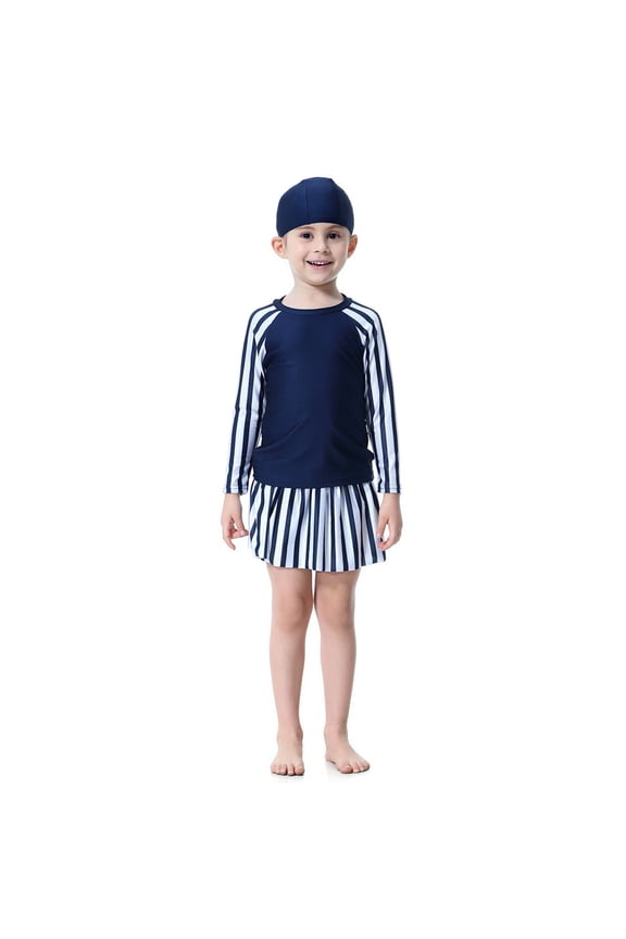 Full Coverage Long Sleeve Swimwear with Skirt for Girls Rash Guard Protective Swim Suit,Mermaid Swimsuit With Tail Toddler
