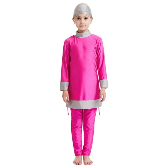 Shadoumai Full Coverage Long Sleeve UPF 50+ Sun Two Piece Swimsuit With Skirt For Girls,Mermaid Swimsuit For Girls 4-6