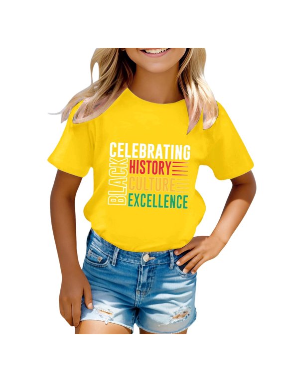 Girl Tops Size 12 Letter Graphic Print Boat Neck Shirt Short Sleeve T-Shirt Comfy Basic Tees Clothes for Girls