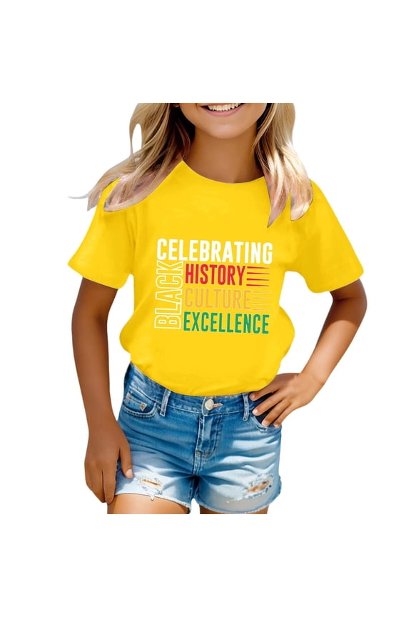 Girl Tops Size 12 Letter Graphic Print Boat Neck Shirt Short Sleeve T-Shirt Comfy Basic Tees Clothes for Girls
