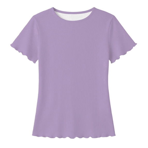 Shadoumai Girl Tops Size 7-8 Solid Color Crewneck Shirt Short Sleeve T-Shirt Relaxed Fit Preppy Shirt T Shirts for Boys and Girls