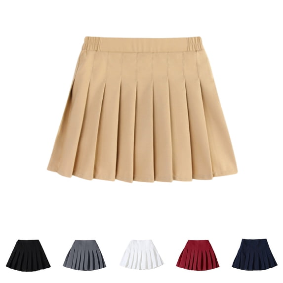 Shadoumai Girl Uniform Skirts,School Uniform Skirts for Girls Adjustable Waist Pleated Skorts Summer Pull-On Athletic Tennis Mini Skirt Dresses,17-18 Years