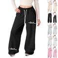thumbnail image 1 of Shadoumai Girl's Baggy Sweatpants Lightweight Knit Straight Leg Trousers With Pockets Athletic Pants For Girls School Wear,Girl Uniform Pants 13-14 Years, 1 of 8