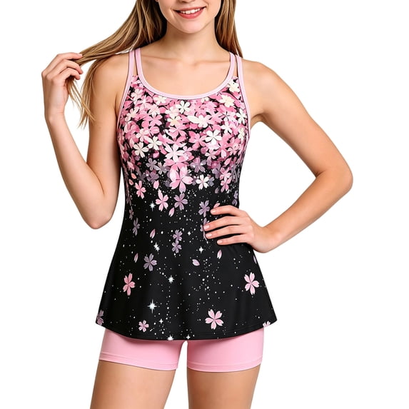 Shadoumai Girls Bikini Ribbed V Neck Two Piece Swimsuit Girl Swimsuits Bathing Suit Swimwear Swim Suits for Tween