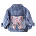 thumbnail image 1 of Shadoumai Girls Bowboy Long Sleeve Coat Cute Cartoon Top Jeans Jacket Warm Outerwear For Toddler Kids Winter Fashion Girls Back To School Clothes, 1 of 4