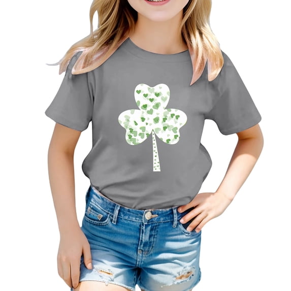 Shadoumai Girls Boys St Patricks Day Shirt Kids Sweatshirts Shamrock Long Sleeve Hoodies Saint Outfit Youth Funny Irish Clothes