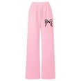 thumbnail image 1 of Shadoumai Girls Casual Loose Fit Straight Leg Jogger Pants with Decorative Bow Detail and Back Pocket Soft Playwear Trousers, 1 of 4