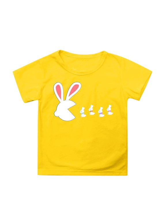 Girls Casual Summer Tee with Petal Sleeve Round Neck Solid Color Top for Easter and Daily Wear