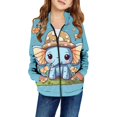 thumbnail image 1 of Shadoumai Girls Casual Zip Up Hoodie With Printed Design Kids Pullover Sweatshirt Soft Blend Long Sleeve Outerwear,Kids Hoodies, 1 of 5