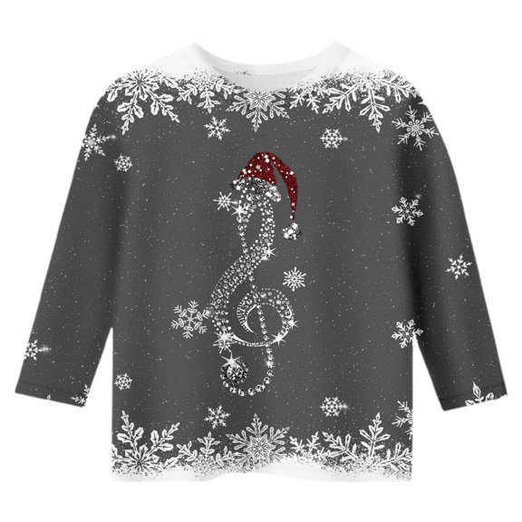 Shadoumai Girls Christmas Printed Crew Neck Three Quarter Sleeve Top Casual Kids Pullover Shirt For 5 14 Years