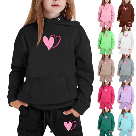 Shadoumai Girls Clothes Little Girl Outfits Letter Print Hooded Sweatshirt Cargo Pants 2PCS Girls Clothing