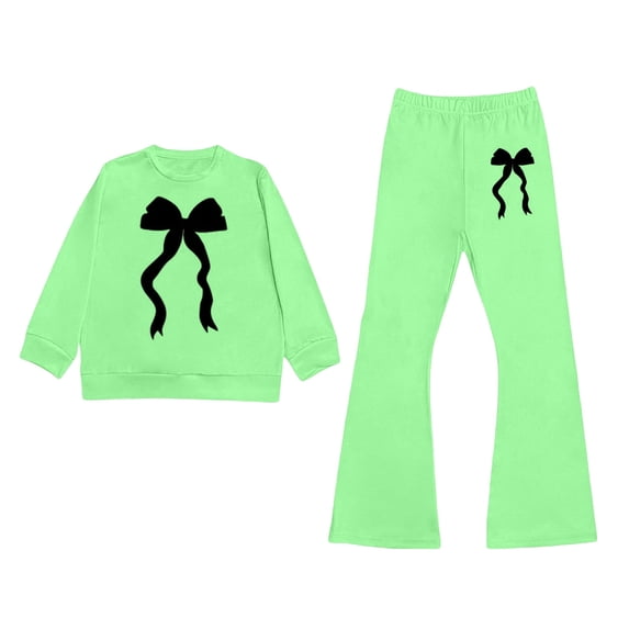 Shadoumai Girls Clothes Tween Girl 2 Piece Outfits NEW YORK Long Sleeve & Flare Pants Kids Clothing Set Sizes 8-12 Years