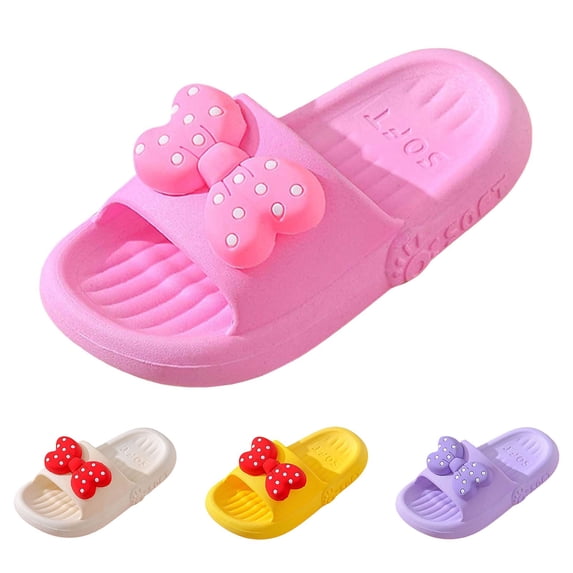 Shadoumai Girls Cloud Bow Slide & Shower Slippers - Non-Slip Slip-On Kids Beach Pool Indoor Outdoor Shoes