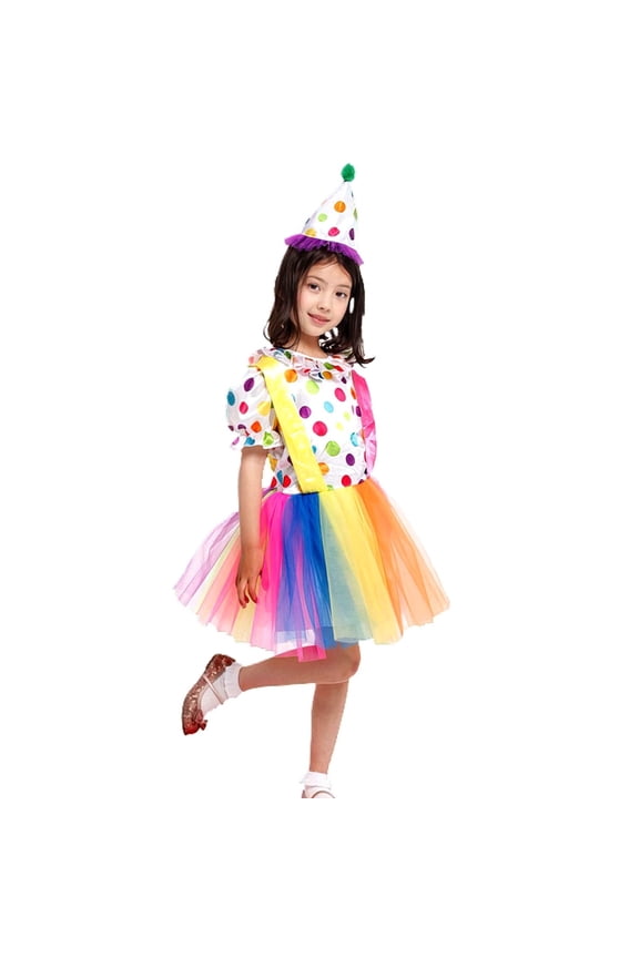 Girls Clown Set for Halloween Circus Carnival Party Performance and Celebration Outfit