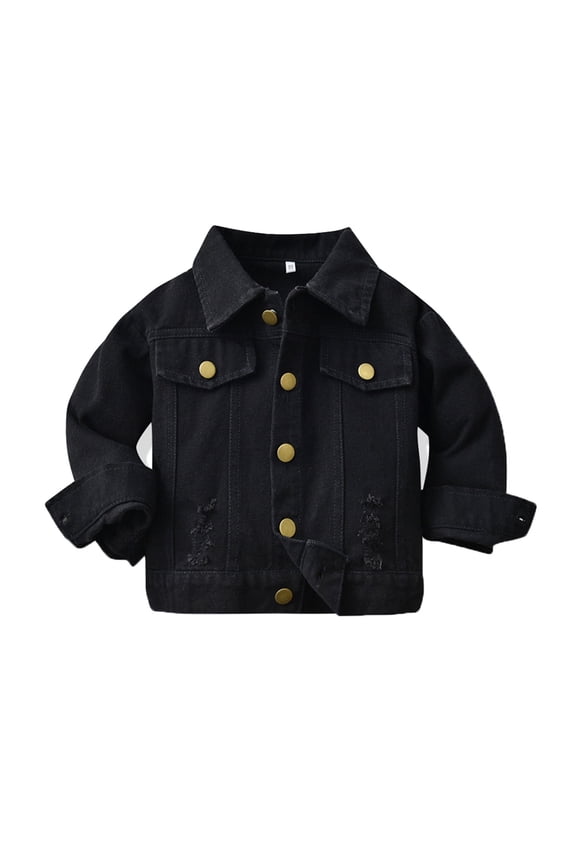 Girls Denim Jacket Windproof Warm Outerwear Toddler Kids Classic Casual Coat For Baby Boys & Girls Back To School Fashion