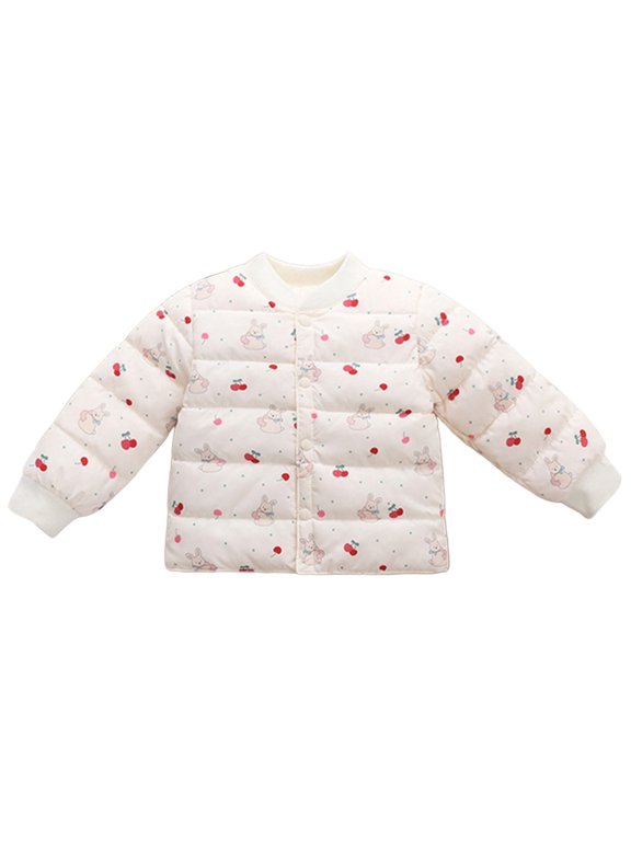 Girls Down Jacket With Cartoon Print Warm Winter Coat For Kids Windproof Thermal Outerwear