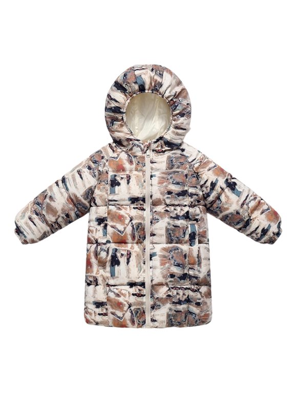 Girls Down Long Coat Winter Warm Thickened Jacket With Hood Windproof Cold Weather Outerwear For Toddler Kids