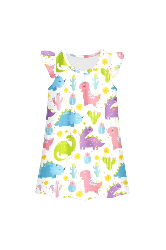 Girls Dresses Size 7 Flutter Sleeve Happy Easter Cute Prints Soft Suspender Dress Newborn Infant Dress Outfits&set