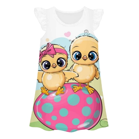 Shadoumai Girls Easter Dresses Easter's Day Cartoon Rabbit Summer Sleeveless Retro Dance Party Dresses Baby Girl Clothes