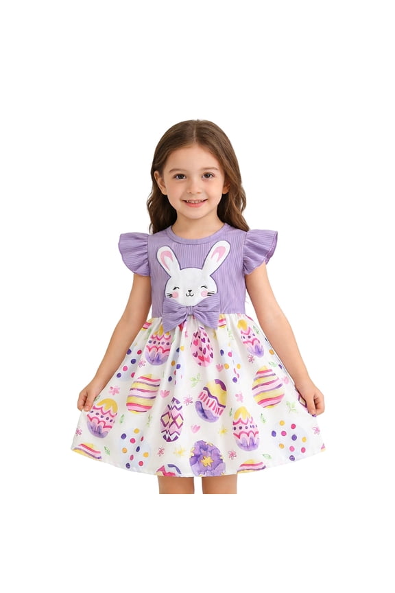 Girls Easter Dresses Size 10 Happy Easter Cartoon Bunny Summer Sleeveless Warmth Beach Dresses Flower Girl Dress Toddler