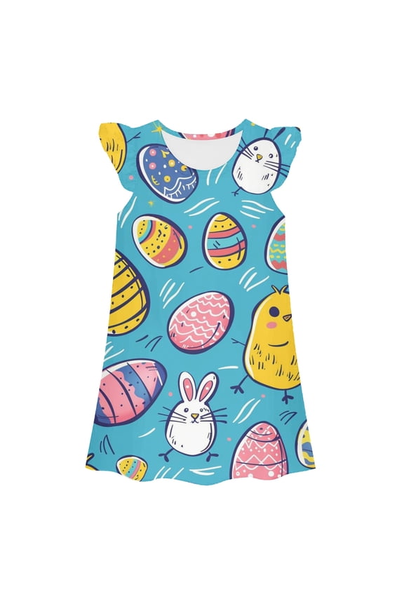 Girls Easter Dresses Size 10 Happy Easter Cartoon Rabbit Backless Sleeveless Loose Fit Princess Dresses Baby Girl Clothes