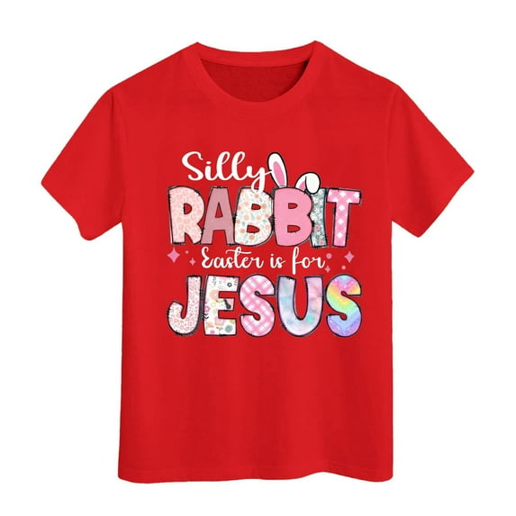 Shadoumai Girls Easter Shirt Easter's Day Solid Color Crew Neck Short Sleeve T Shirt Top Casual Holidays Tops T-Shirt Boys & Girls Shirts