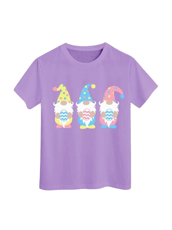 Girls Easter Shirt Size 10-12 Easter Day Solid Color Crewneck Short Sleeve T Shirt Cute Holiday Shirts T-Shirt Boys & Girls Shirts
