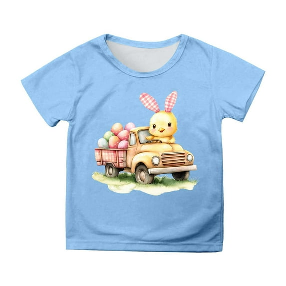 Shadoumai Girls Easter Shirt Size 10 Easter Day Solid Color Crewneck Short Sleeve T-Shirt Cotton Pullover Tops Summer Clothes for Girls